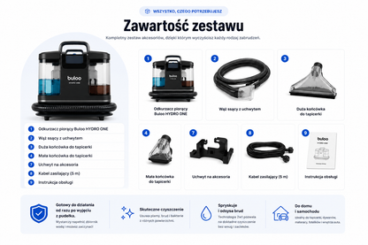 Buloo HYDRO ONE -  wypierz kanapę, dywan i fotelik w 20 minut